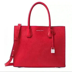 NWT MICHAEL KORS Large Red Mercer Tote Bag
